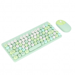 USB-klaviatuuri hiir Juhtmeta armas v&auml;rvikombinatsioon 86 klahvi Retro &uuml;mmargune n&otilde;gus klahvikork 1200DPI m&auml;ngimine roheline