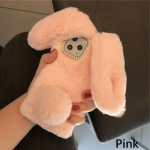 Diamond Bunny Rabbit Fur Fluffy telefoni&uuml;mbris iPhone'ile 16 15 14 13 12 11 Pro Max Plus XS Max Samsung S25 S24 S23 S22 S21 Ultra Plus FE A55 A13 A53 A54 iPhone 16 Pro Max