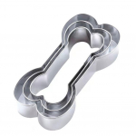 3 tk/komplekti k&uuml;psisel&otilde;ikur lemmiklooma koera luu kujuga roostevaba kondiitritooted Sugarcraft k&ouml;&ouml;givormi isetegemise t&ouml;&ouml;riist C G2K7 silvery-1set