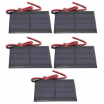 5 tk mini p&auml;ikesepaneeli akuelemendi moodulit 30 cm juhtmega 60 x 80 x 3 mm DC 0,65 W 1,5 V