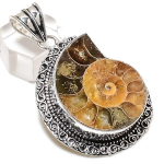 Natural Ammonite Fossil Gemstone 925 Sterling Silver Jewelry Pendant 2.21 r2j21