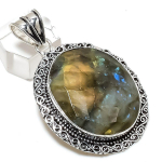 Natural Labradorite Gemstone 925 Sterling Silver Jewelry Pendant 2.29 g1g92