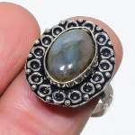 Natural Labradorite Gemstone 925 Sterling Silver Jewelry Ring Size 9 n3z05