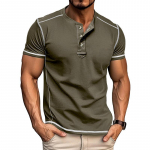 Meeste l&uuml;hikeste varrukatega Henley s&auml;rgid Suvine n&ouml;&ouml;biga T-s&auml;rgid Casual Basic Tee Soild T-s&auml;rgid Pehmed Mugavad topid Klassikaline sportlik Fit T-s&auml;rk meestele XXXL armee roheline v&auml;rv