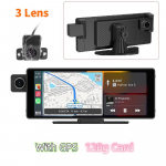 3 Objektiivi 10.26 K&otilde;rglahutusega Juhtmevaba Carplay Auto Navigatsioon GPS 3 Salvestusega S&otilde;iduvideosalvesti 【3 Lens】Wifh GPS 128g Card
