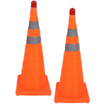 2 tk Kokkupandavad liikluskoonused 360 kraadi peegeldusribadega, teeturvalisuse koonused hoiatustulega 70CM