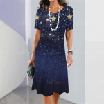 Uued naistekleidid, vintage-tr&uuml;kitud kleidid, elegantsed vabaaja l&uuml;hikeste varrukatega naistekleidid, 2023. aasta moodsed pluss-suuruses naistekleidid 4XL