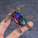 Rainbow Solar Quartz Handmade Copper Wire Wrap Jewelry Pendant 3.35 z3q82