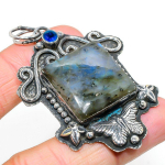 Labradorite, Blue Topaz 925 Sterling Silver Jewelry Pendant 2.52 f4f02