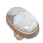 Rainbow Moonstone Handmade Copper Jewelry Ring Size 9.5 e6t55