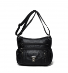 Ehtsast nahast tekstuuriga kott Suure mahutavusega Praktiline &Uuml;he &otilde;la &uuml;le keha kantav kott Keskealise naise kott Ema kott must