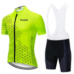 Fluorestseeriv kollane Pro Team jalgrattas&otilde;idu s&auml;rgi komplekt 2025 Jalgrattakost&uuml;&uuml;m Jalgratta l&uuml;hikeste varrukatega meeste rattas&auml;rk Traksidega p&uuml;ksid Riietus 19D geelist hingav padi Asian size-XL