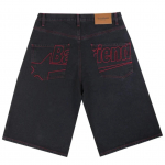Unisex Retro Hip Hop Streetwear Denim L&uuml;hikesed P&uuml;ksid Tikandiga L&otilde;dvad Jortsid Harajuku Vabaaja Sirge Lai Jalgadega L&uuml;hikesed P&uuml;ksid Meestele Naistele S must