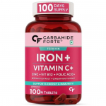 Carbamide Forte Raudlisand Naistele ja Meestele | Foolhappetabletid C-vitamiini, B12, tsingiga | 100 Taimset Rauatabletti Naistele ja Meestele