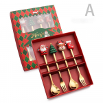 2/4/6 tk J&otilde;ulude Kahvli ja Lusika Komplekt, Roostevabast Terasest Loomingulised Lauan&otilde;ud, Kohvi Tee Magustoidu Kahvlid ja Lusikad Kingikomplekt