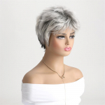 S&uuml;nteetilised L&uuml;hikesed Lokkis Juukseparukad Tukkidega Tumehall Emaparukas Naissoost Cosplay Naturaalne Soeng Igap&auml;evane Eakate Parukas Kingitus tumehall v&auml;rv