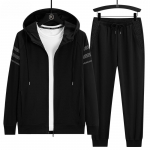 Meeste vabaaja spordihoodie komplekt, noorte spordi vaba l&otilde;ikega &uuml;mara kaelusega kaheosaline hoodie 8XL must
