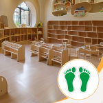 Barefoot Footprint Stickers Feet Spots 29 Cmx14 cm Kids Floor Decals Foot Print for School punane