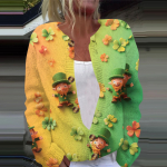Naiste mood tr&uuml;kitud pikkade varrukatega kootud kardiganist n&ouml;&ouml;biga sulejope XL