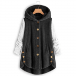 Naiste mood &otilde;mblusega lahtised kapuutsiga pikkade varrukatega pl&uuml;&uuml;sist n&ouml;&ouml;biga mantel XXXXL