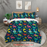 3tk multikas dinosauruse mustriga tr&uuml;kitud voodipesukomplekt, sobib poiste magamistuppa, kuninganna, kuninganna, kahe &uuml;heinimesevoodi, 1* tekikott+2* padjap&uuml;&uuml;r 135x200cm-EU-Single
