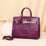 Krokodillimustriga Nahast Naiste K&auml;ekott, K&otilde;rgekvaliteediline ja Moodne Suur Kott, Mitmek&uuml;lgne, &Otilde;lakott Plaatina V&auml;rvi, Vabaaja Naiste Kott lilla