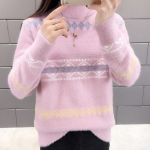 S&uuml;gistalv, naaritsa sametist imitatsioon, kilpkaelus, kootud kampsun, naised, Korea kudum, pullover, pikkade varrukatega kampsun, kilpkaelus M