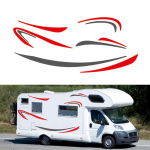 2x DIY Auto Punased ja Hallid Triibulised Kleebised Karavani Reisi-Matkaauto RV jaoks