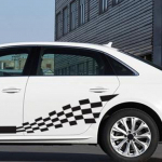 2 tk Triibuline Auto Kleebis Graafika Universaalne Veekindel Isekleepuv Eemaldatav Ruuduline Auto Ukse Kere K&uuml;ljekleebis Must must