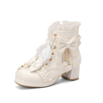 Suurus 28-43 T&uuml;drukute saapad Naiste paelad Ruudukujuline konts Platvorm pahkluusaapad Magusad kikilipsud Volangid T&uuml;drukute printsessi cosplay Roosad Lolita kingad 36(23cm) white