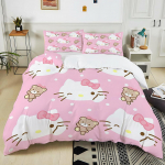 Armsad Sanrio s&otilde;prade tr&uuml;kiga voodipesukomplektid Hello Kitty Melody Cinnamoroll Voodikate Tekikott Padjap&uuml;&uuml;r 2-3 osaline komplekt EU Single 135x200cm