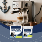 Kohvimasina Puhastusvahend Katlakivi Eemaldamise Tabletid, Universaalsed Puhastustabletid Katlakivi ja L&otilde;hna Eemaldamiseks, Kohvikannu Katlakivi Eemaldamine ja Puhastamine One Size valge