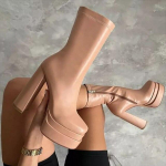 Kingad naistele Disainer Luksuslik Uus mood Platvorm Kontsad Saapad Naiste Nahast &Uuml;lik&otilde;rged kontsad Naised Talvised 35 must