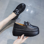 Moodsad 8cm Uued Ehtsad Nahast S&uuml;gisesed Platvormkingad Tossud Naiste Kingad Slip-on Naiste Pahkluud Suvised Paksude Kontsadega Moodsad Daamide Saapad 33 must