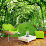 Seinamaal Moodne Roheline Metsa Tapeet Puu Muru 3D Seinamaalid Elutuba TV Taustaseina Paber Kodu Kaunistus 200 cm(W) x 140 cm(H)