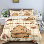 Kapiibarad Tekikott Anime Voodipesu Padjap&uuml;&uuml;r Tr&uuml;kitud &Uuml;ldine Laste ja T&auml;iskasvanute Komplekt Queen Size Reaktiivne Tr&uuml;kk Tekk EU Single 135x200cm