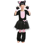 Halloweeni piiri&uuml;lene kiisukese cosplay kost&uuml;&uuml;m: Must-roosa s&otilde;lmega komplekt lastele S must