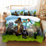 3D digitaaltr&uuml;kiga voodikate kolmeosaline Minecrafti m&auml;ngu laste multikas UK 135*200cm