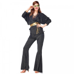 T&auml;iskasvanud Naiste Retro 70ndate Disko Litrite Top P&uuml;ksid V&ouml;&ouml; R&otilde;ivakomplekt Cosplay Kost&uuml;&uuml;mid Komplekt Baari &Ouml;&ouml;klubi Riietumiseks Halloweeni Rollim&auml;ng S tumehall v&auml;rv