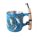 Kalateemaline kruus &otilde;ngeridva k&auml;epidemega, loomingulise &otilde;ngeridva disainiga tee- ja kohvitass, mitmek&uuml;lgne joogin&otilde;u, kingitus kalameestele, isale, kalastajale 1pc