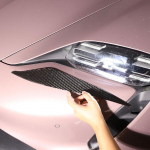 For Porsche Taycan -2022 Soft Carbon Fiber Car Headlights Decor Lamp Eyebrow trim Stickers Exteriors Car Carbon Fiber