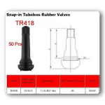 50 klappi TR418 STANDARD 2 SNAP IN Tubeless Must Kummist Rehviklapi Varras