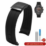 Silikoonist k&auml;ekella rihm Citizen City Air Eagle Jy8035-04e 8030 jaoks Veekindel Higikindel Kummist Meeste Silikoonosad 23mm 23mm black