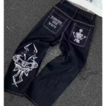Ameerika Y2K uue mustriga tikandid lahtised teksad Naiste t&auml;nava vabaaja Joker Mopping &uuml;lisuured laia s&auml;&auml;rega p&uuml;ksid paari teksad XL valge