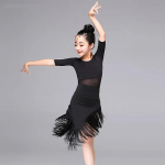 Ladina tantsu kleit L&uuml;hikeste varrukatega ladina tantsu tutt &Uuml;hes t&uuml;kis naiste kleit naiste tantsusaali Tango Cha Cha Rumba kost&uuml;&uuml;mid 110 must