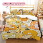 Pok&eacute;mon Psyduck Muster Voodipesu Kodu Dekoreerimine S&uuml;nnip&auml;evakingitus (1 * tekikott + 2 * padjap&uuml;&uuml;ri, ilma s&uuml;damikuta) 135x200cm