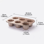 1 tk 6/12 valitav tass roosakuldne Canele vorm mittenakkuva kattega s&uuml;sinikterasest materjal lillekujuline Canel&eacute; muffinivorm gray