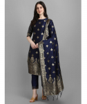 Naiste disainerpidžaama top tuunika puuvillane siidist salwar kameez kurti p&uuml;ksid dupattaga komplekt S sinine