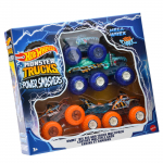 Hot Wheels Monster Truck Transporter S&otilde;iduk 4 Minit Vanusele 3 ja Sinine ning HYJ29 Komplekt, M&auml;nguasi, Autod, &Uuml;les, Oranž,