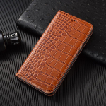 Krokodillimustriga Ehtne Nahk Klapp&uuml;mbris Xiaomi Redmi 15 15C 4G 5G jaoks &Auml;riline Retro Raamatustiilis Rahakott Redmi 15 5G(169) pruun